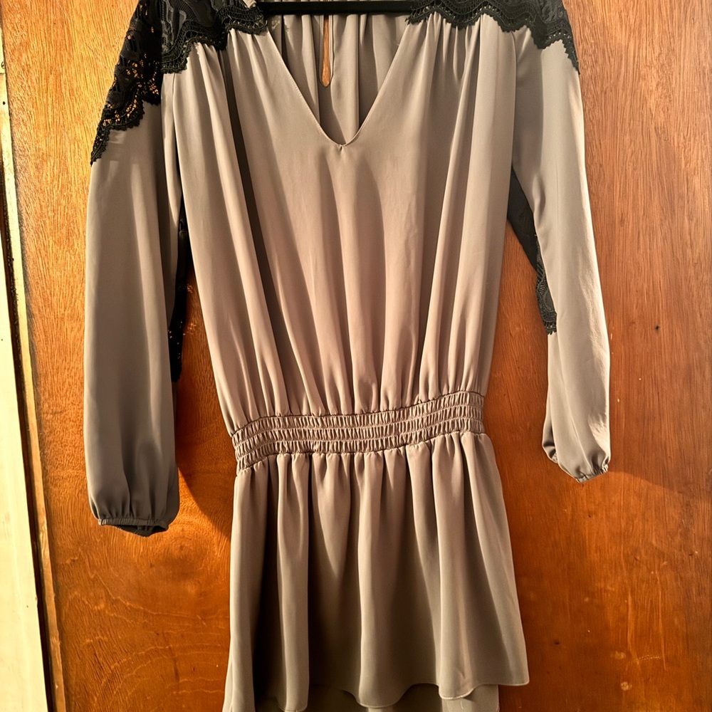 Ramy Brook Gray Dress with Black Lace